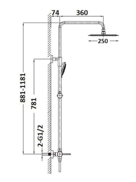 Orabella Imperial Shower Column with Mixer Silver