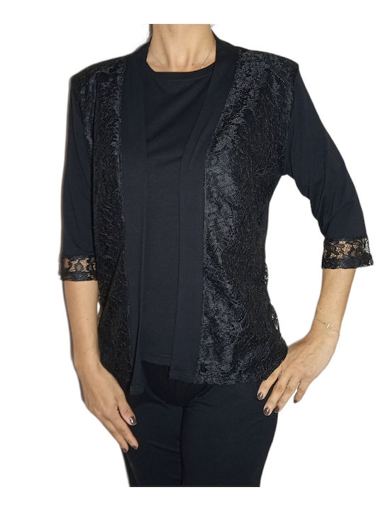 Jacket Lace Viscose/Lycra jacket with trouacar sleeve