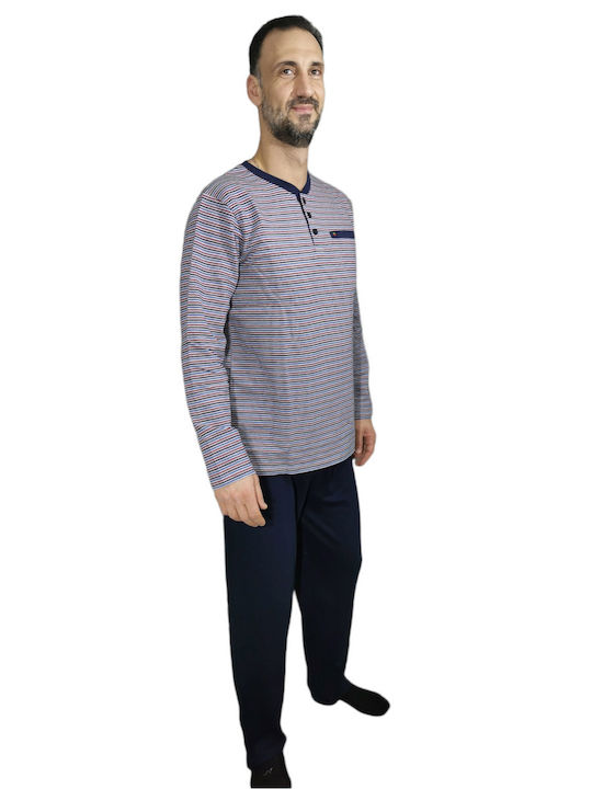 Nikiforos Men's pajama cotton striped hoodie