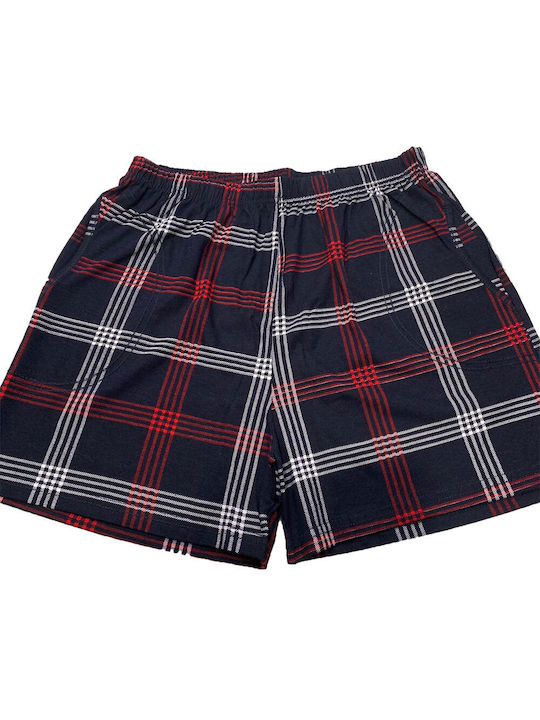 Pajama Men's Baracuda in Bordeaux Color with Blue Plaid Trousers