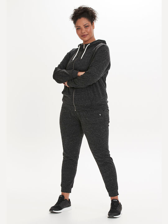 Q Plus Size Olivia W Melange Sweat Pants - 1001BM Black Melange