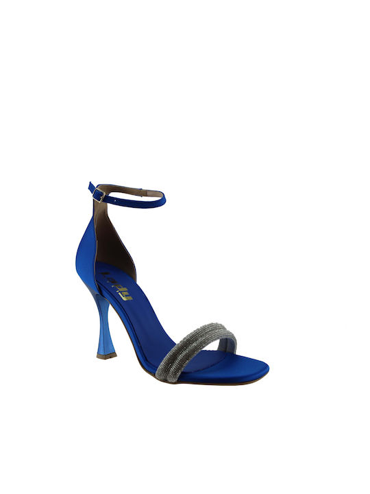 LADY Schuhe Damen Sandalen 04 Blau Satin