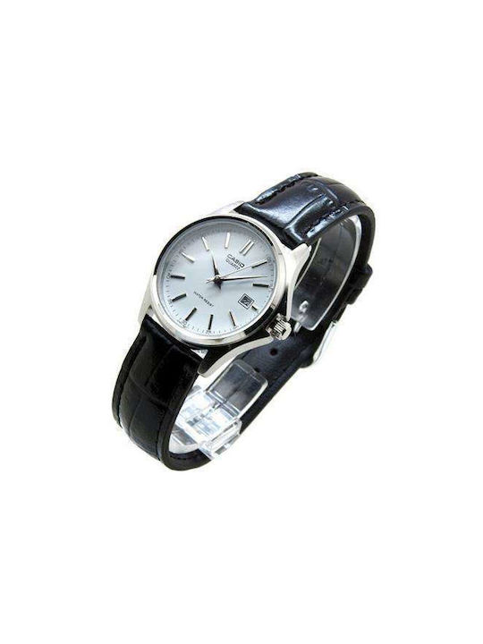 Casio Watch with Black Leather Strap