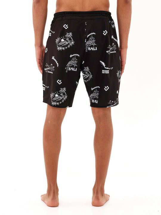 Men's Swimwear Bermuda Pr324-Black with Patterns
