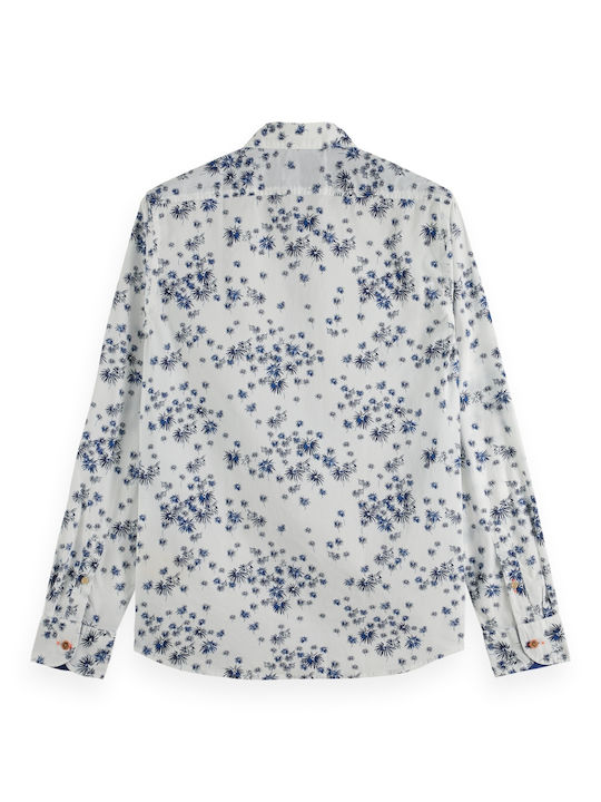 Scotch & Soda Men's Shirt Long Sleeve Cotton Floral White