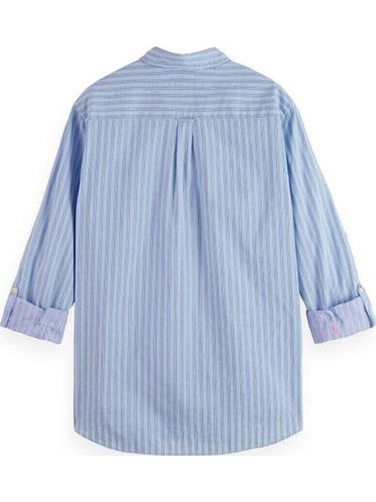 Doubleface Stripe Long-sleeved Cotton Shirt Striped Light Blue