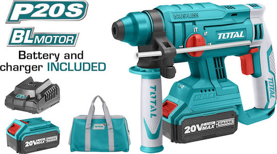 Total Κρουστικό Σκαπτικό Πιστολέτο Μπαταρίας Brushless 20V 2x4Ah με Υποδοχή SDS Plus TRHLI22012