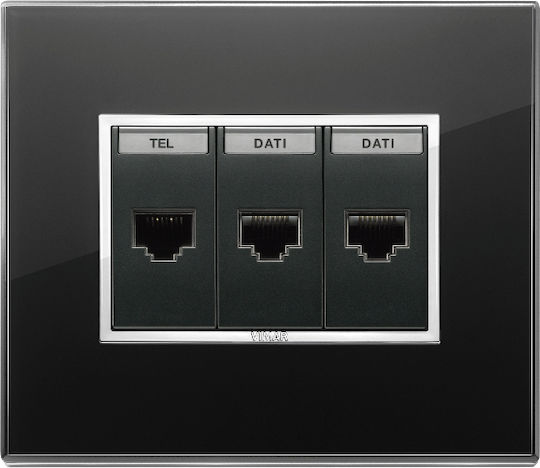 Vimar Eikon Einzeln Netzwerksteckdose RJ45 Ohne Rahmen Typ Cat6 In Grau Farbe 20339.13
