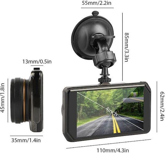 Andowl Car Digital Video Recorder Set 1080P with Screen 4 Inches and Rear Camera