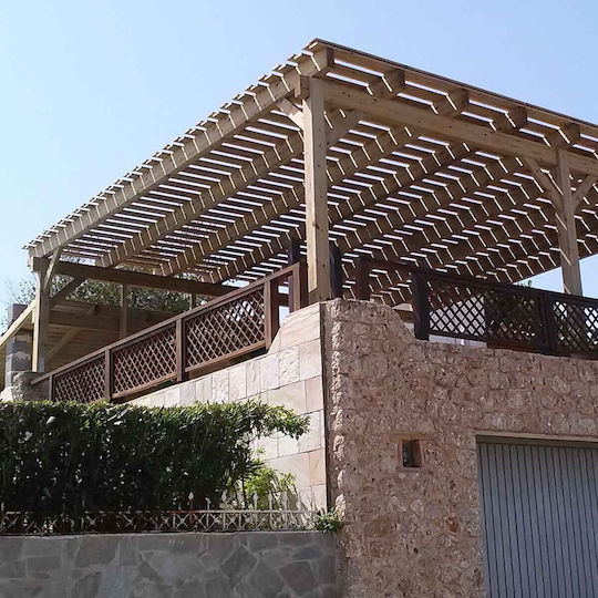 Πέργκολα Κήπου από Ξύλο με Οροφή 400x400cm