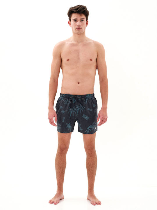 Men's Swimwear Shorts Navy Blue with Patterns