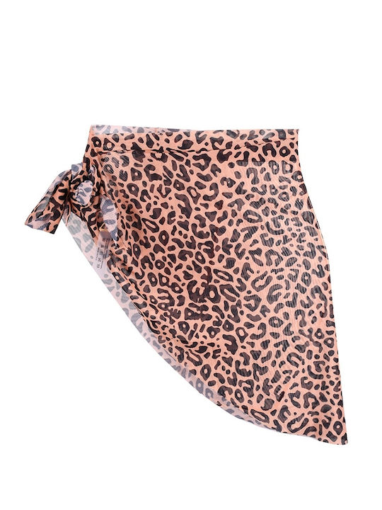 Fustă pareo fustă transparentă pentru femei cu imprimeu animal print Brown