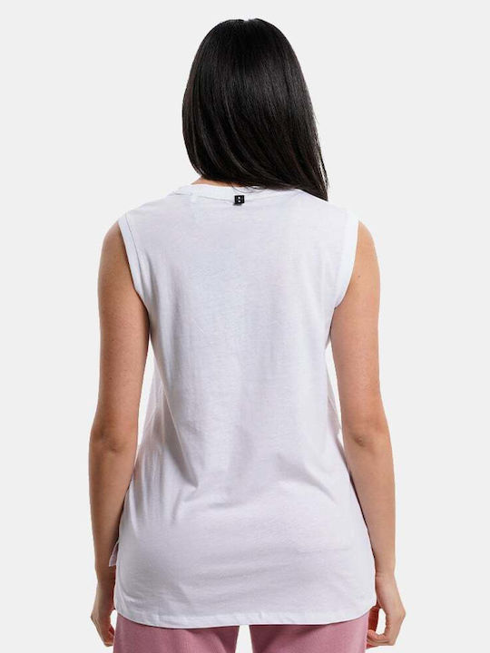 Be:Nation Damen Sportliches Bluse Ärmellos Weiß