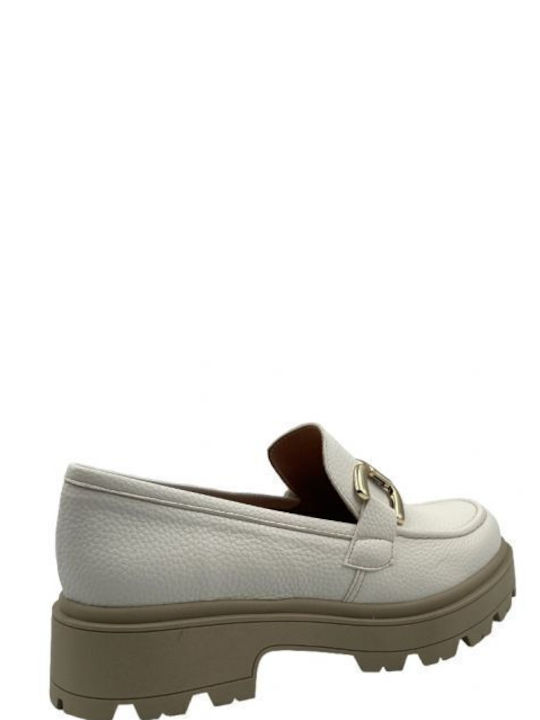 Loafers eco leather with decoration - Beige LEATHER