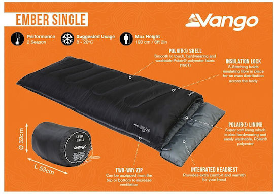 Vango Sleeping Bag Διπλό 2 Εποχών Ember Mineral Green