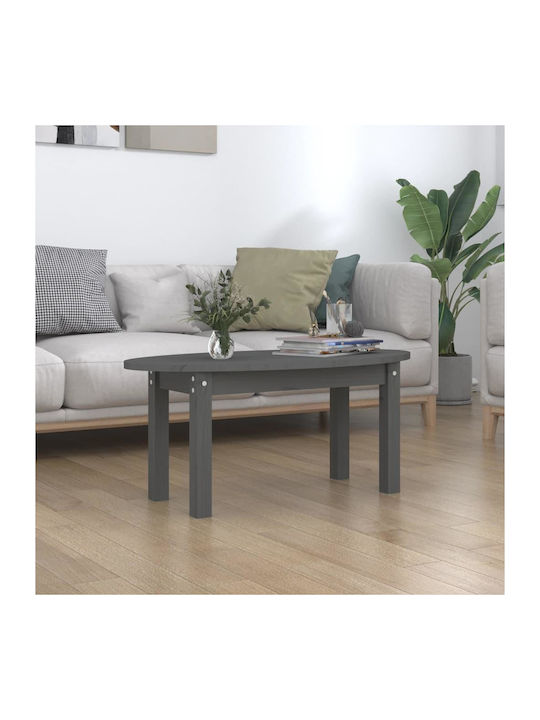 Oval Coffee Table from Solid Wood Gray L80xW40xH35cm.