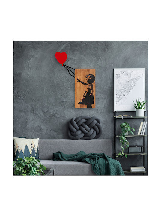 Artă Mixtă 3D Banksy Negru Din Lemn 60x83cm