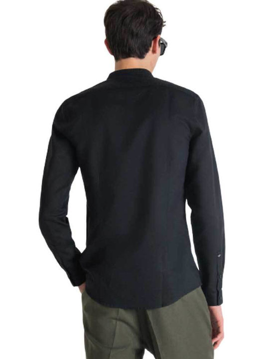 Antony Morato Toledo Men's Shirt Long Sleeve Linen Black