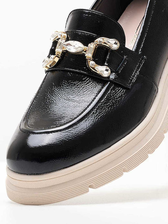 Women's Moccasins 2344.12646 Black Patent Leather Mortoglou