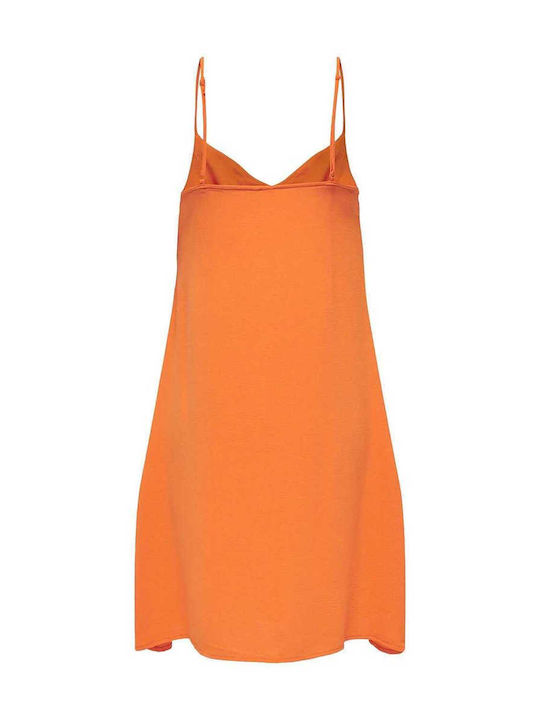 Only Καλοκαιρινό Mini Φόρεμα με Βολάν Orange Peel
