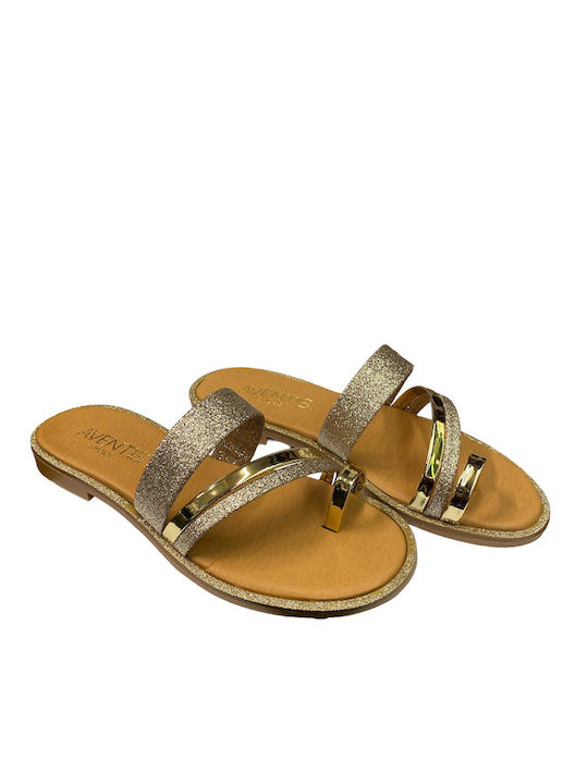 AVENTIS 1332 SANDALEN FLACH FLIP FLOP GOLD