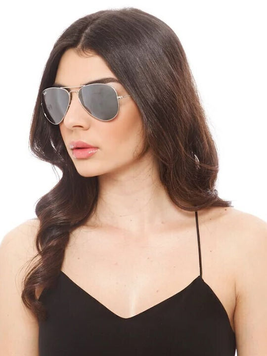 Ray Ban Aviator Unisex Sunglasses with Silver Metal Frame and Silver Mirror Lens RB3025 W3277
