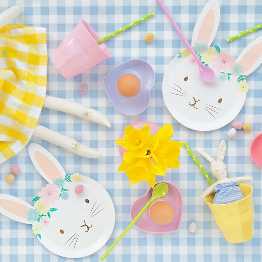 Meri Meri Farfurie Floral Bunny pentru Petreceri 8 Bucăți