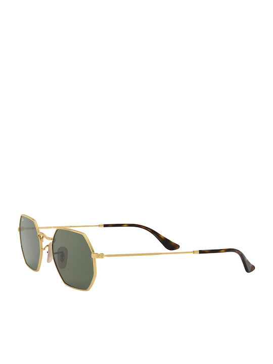 Ray Ban Octagonal Unisex Sonnenbrille mit Gold Metall Gestell und Grün Linse RB3556N 001