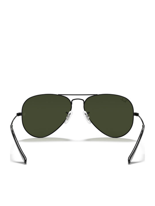 Ray Ban Aviator Unisex Sunglasses with Black Metal Frame and Green Lens RB3025 L2823