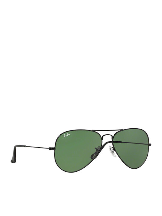 Ray Ban Aviator Unisex Sunglasses with Black Metal Frame and Green Lens RB3025 L2823
