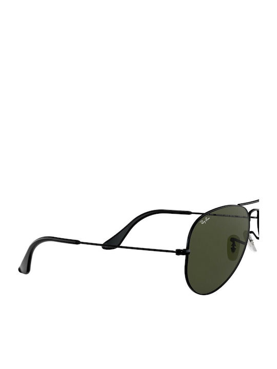 Ray Ban Aviator Unisex Sunglasses with Black Metal Frame and Green Lens RB3025 L2823