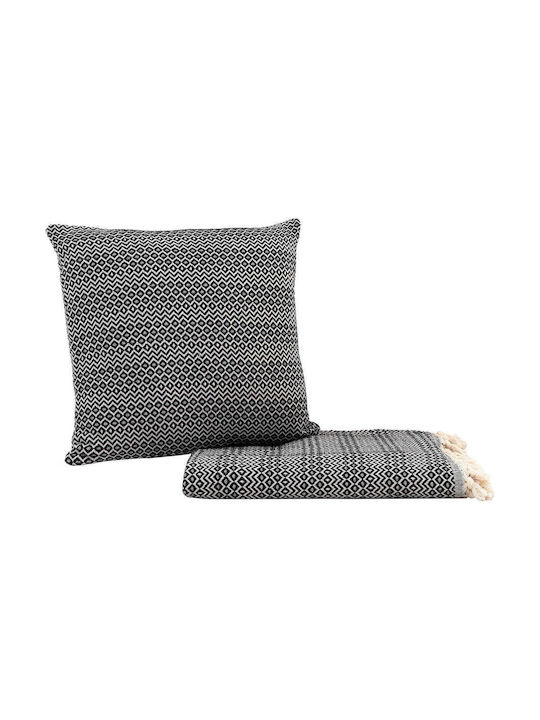 Madi Sofa Cushion Herhaling Made of 100% Cotton Anthracite 45x45 cm