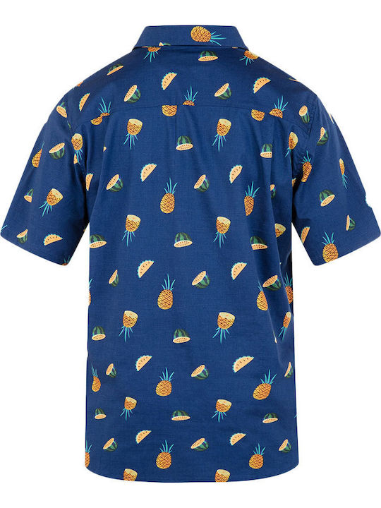 One and Only Lido Stretch Short-sleeved Cotton Shirt Blue