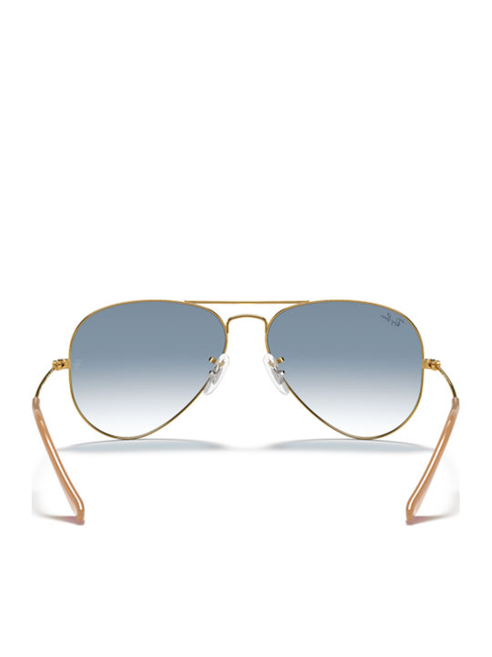 Ray Ban Aviator Unisex Γυαλιά Ηλίου με Χρυσό Μεταλλικό Σκελετό και Γαλάζιο Ντεγκραντέ Φακό RB3025 001/3F
