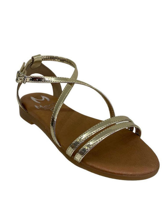 Marila Gold Sandals Leather women's flat sandals