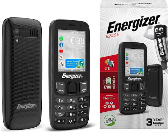 Energizer E242S Dual SIM (0.512/4GB) Мобилен телефон с Бутони Черен