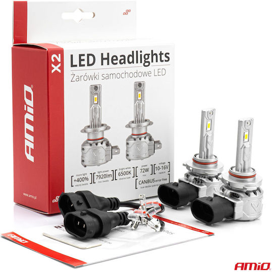 AMiO Λάμπες Αυτοκινήτου HB4-9006 Canbus LED 6500K Ψυχρό Λευκό 12V 72W 2τμχ