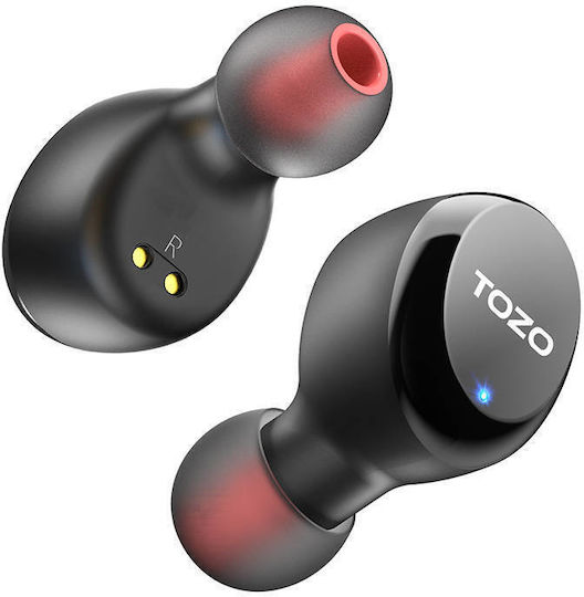 Tozo Tws T6s Earbud Bluetooth Handsfree Ακουστικά με Αντοχή στον Ιδρώτα και Θήκη Φόρτισης Μαύρα