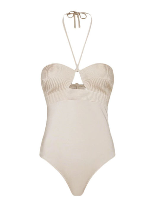 Trägerlos Badeanzug Beige