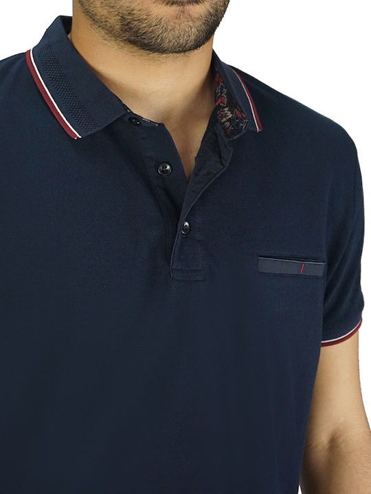 Lexton Men's Short Sleeve Blouse Polo Navy Blue