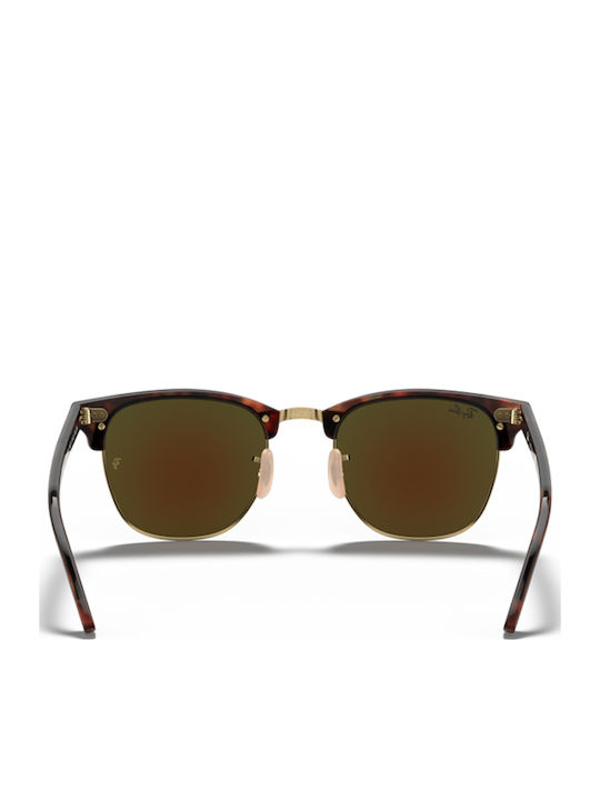 Ray Ban Clubmaster Unisex Sunglasses with Brown Tartaruga Frame and Blue Mirror Lens RB3016 114517