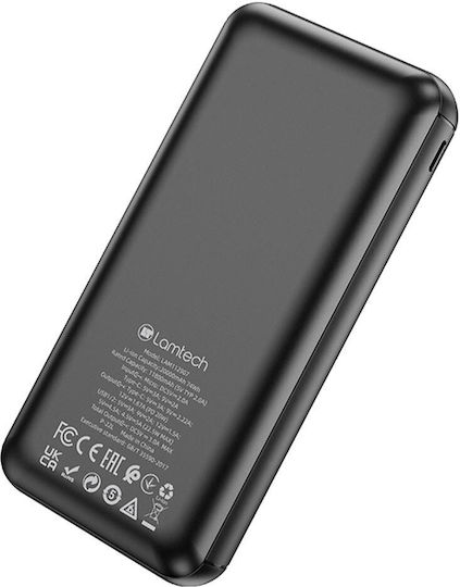 Lamtech Power Bank 20000mAh 22.5W με 2 Θύρες USB-A και 2 Θύρες USB-C Power Delivery / Quick Charge 3.0 Μαύρο