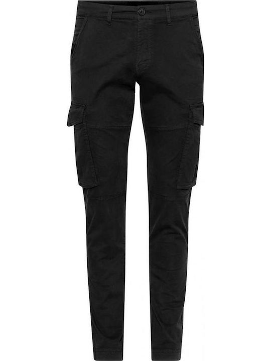 Marcus Conner Men's Trousers Cargo Elastic in Slim Fit Black