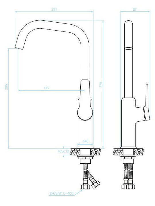 Kuchinox Alanis BQI G65D Kitchen Faucet Gold Kuchinox Alanis BQI G65D Kitchen Faucet Gold