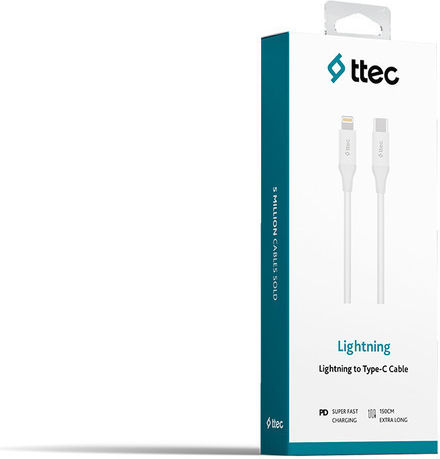 TTEC USB-C to Lightning Cable Λευκό 1.5m (2DK40B)