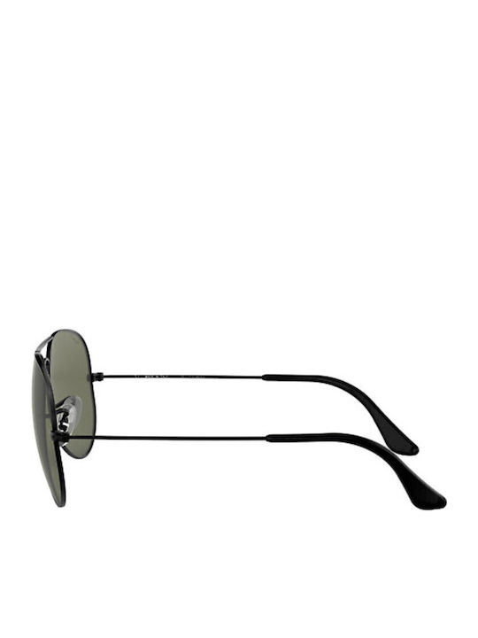 Ray Ban Aviator Unisex Sunglasses with Black Metal Frame and Green Polarized Lens RB3025 002/58