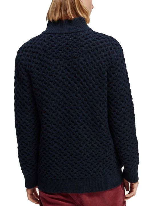 Scotch & Soda Men's Knitted Cardigan with Zipper Navy Blue