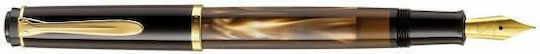 Pelikan M200 Classic Marbled Πένα Γραφής Fine Καφέ από Ατσάλι με Μπλε Μελάνι
