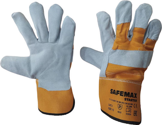 Safety Glofe Leather-Cotton Orange