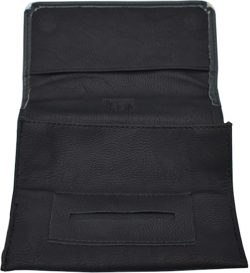 Tfar Tobacco Pouch from Artificial Leather Black with Magnet Closure 15x7.5cm Born to Fight